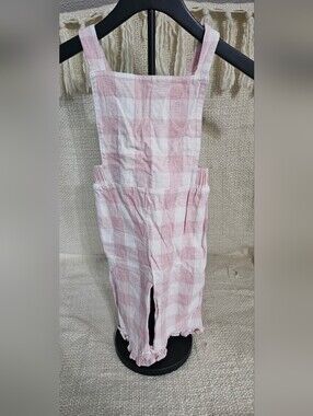 Mabel + Honey Pink Gingham Girls' Romper Overalls